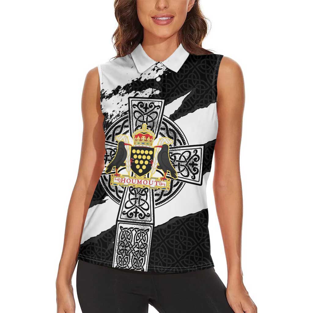 Cornwall Celtic Cross Women Sleeveless Polo Shirt Coat Of Arms - Wonder Print Shop