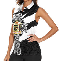 Cornwall Celtic Cross Women Sleeveless Polo Shirt Coat Of Arms - Wonder Print Shop