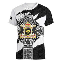 Cornwall Celtic Cross Women V-Neck T-Shirt Coat Of Arms - Wonder Print Shop