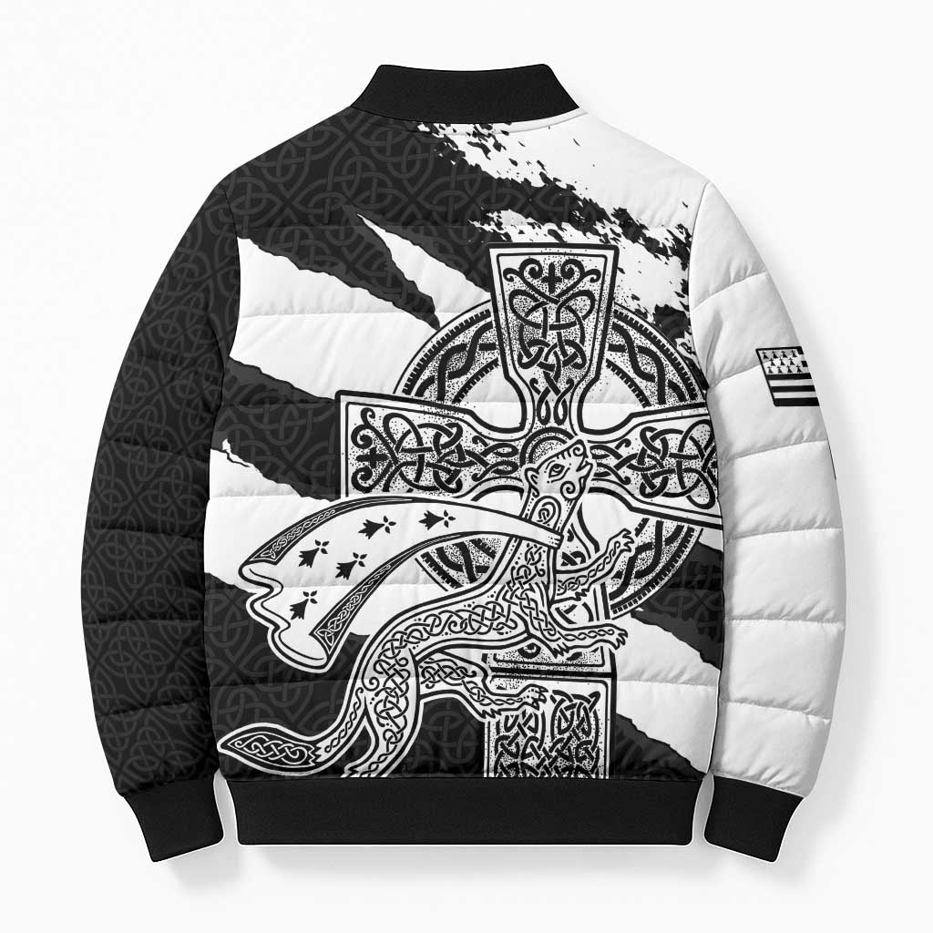 Brittany Celtic Cross Bomber Puffer Jacket Celtic Pattern - Wonder Print Shop