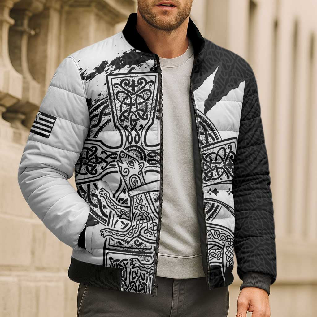 Brittany Celtic Cross Bomber Puffer Jacket Celtic Pattern - Wonder Print Shop