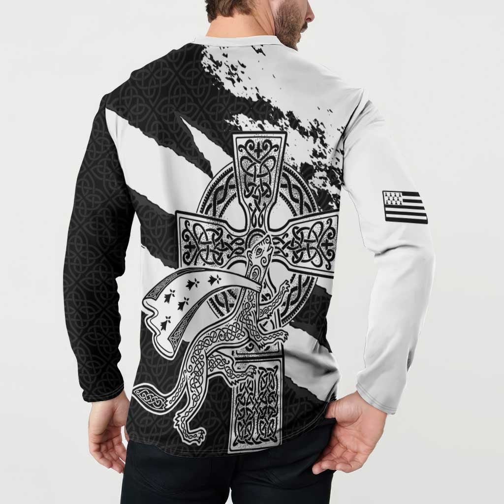 Brittany Celtic Cross Button Sweatshirt Celtic Pattern - Wonder Print Shop