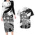 Brittany Celtic Cross Couples Matching Long Sleeve Bodycon Dress and Hawaiian Shirt Celtic Pattern - Wonder Print Shop