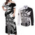 Brittany Celtic Cross Couples Matching Off Shoulder Maxi Dress and Long Sleeve Button Shirt Celtic Pattern - Wonder Print Shop