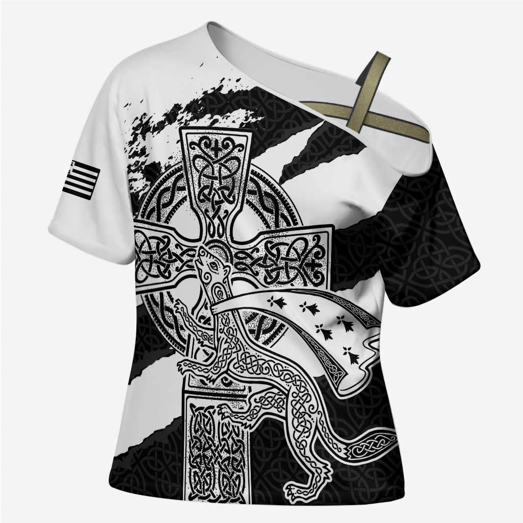 Brittany Celtic Cross Cross Shoulder Shirt Celtic Pattern - Wonder Print Shop