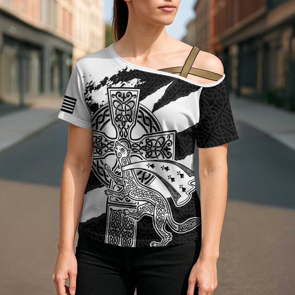 Brittany Celtic Cross Cross Shoulder Shirt Celtic Pattern - Wonder Print Shop
