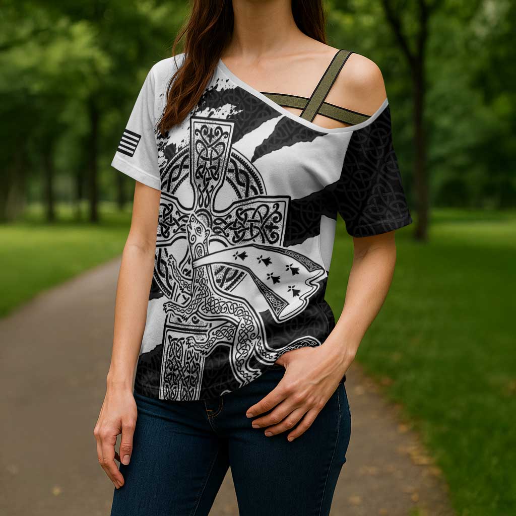 Brittany Celtic Cross Cross Shoulder Shirt Celtic Pattern - Wonder Print Shop
