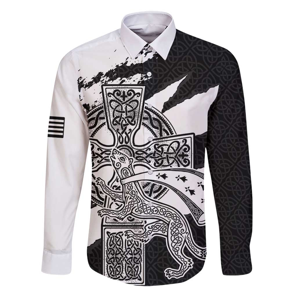 Brittany Celtic Cross Family Matching Long Sleeve Bodycon Dress and Hawaiian Shirt Celtic Pattern - Wonder Print Shop