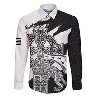 Brittany Celtic Cross Family Matching Long Sleeve Bodycon Dress and Hawaiian Shirt Celtic Pattern - Wonder Print Shop