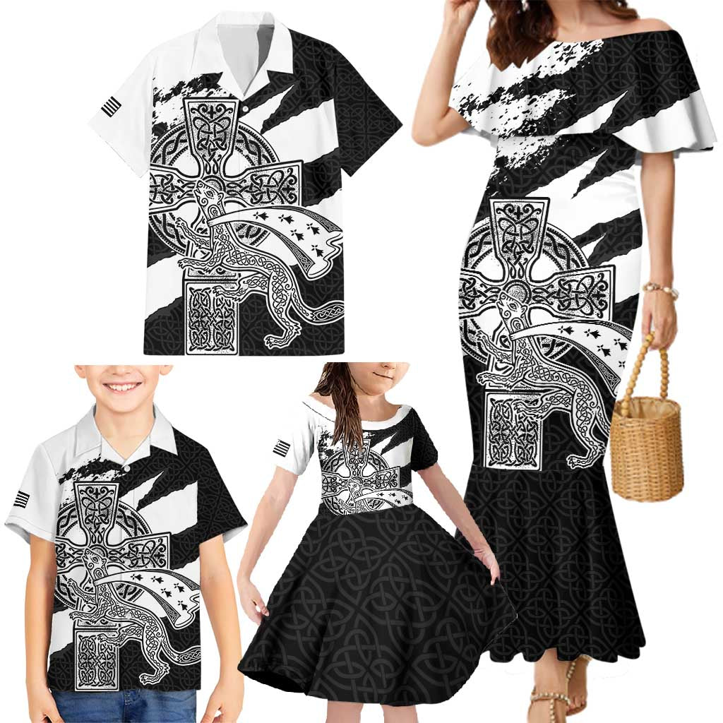 Brittany Celtic Cross Family Matching Mermaid Dress and Hawaiian Shirt Celtic Pattern - Wonder Print Shop