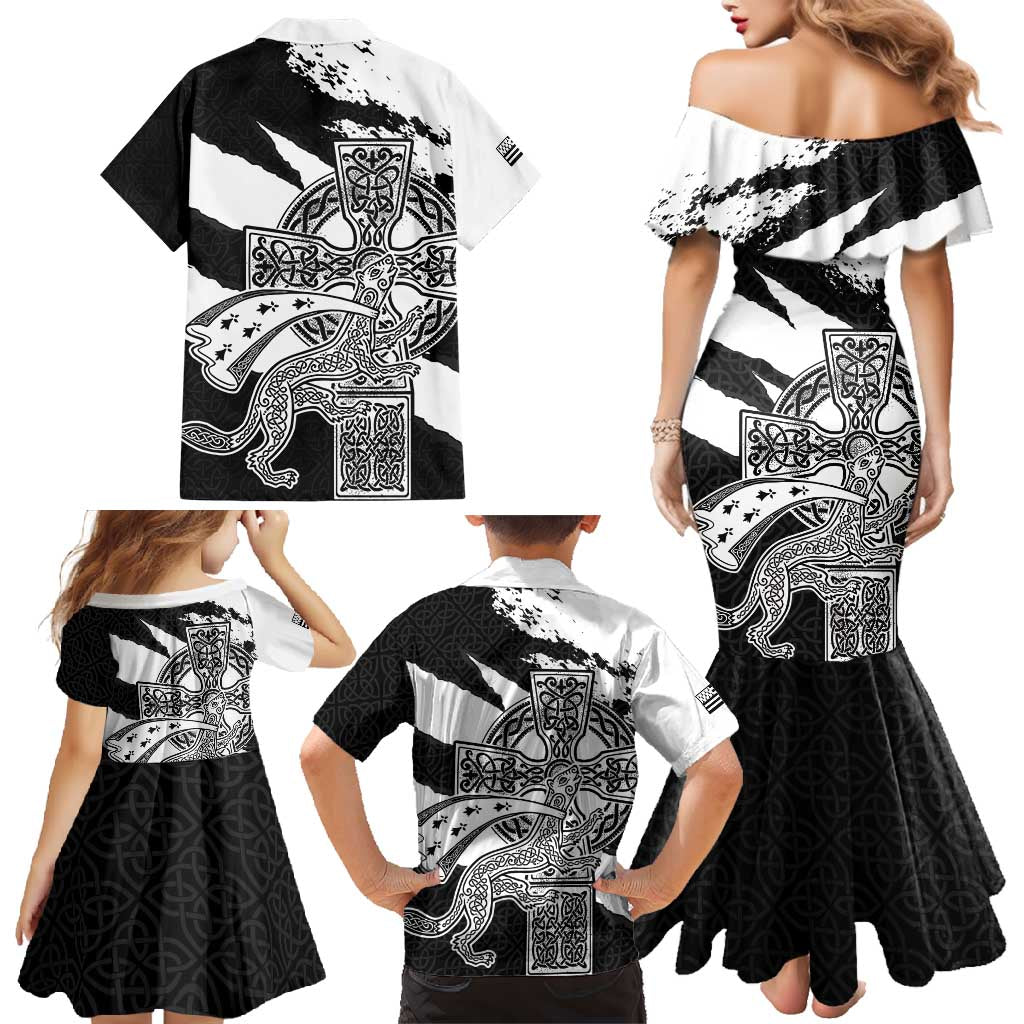 Brittany Celtic Cross Family Matching Mermaid Dress and Hawaiian Shirt Celtic Pattern - Wonder Print Shop