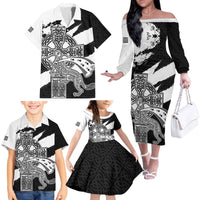 Brittany Celtic Cross Family Matching Off The Shoulder Long Sleeve Dress and Hawaiian Shirt Celtic Pattern - Wonder Print Shop