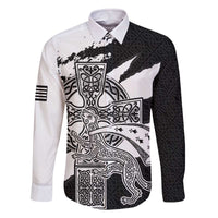 Brittany Celtic Cross Family Matching Off The Shoulder Long Sleeve Dress and Hawaiian Shirt Celtic Pattern - Wonder Print Shop