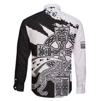 Brittany Celtic Cross Family Matching Off The Shoulder Long Sleeve Dress and Hawaiian Shirt Celtic Pattern - Wonder Print Shop