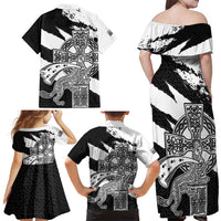 Brittany Celtic Cross Family Matching Off Shoulder Maxi Dress and Hawaiian Shirt Celtic Pattern - Wonder Print Shop