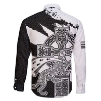 Brittany Celtic Cross Family Matching Off Shoulder Maxi Dress and Hawaiian Shirt Celtic Pattern - Wonder Print Shop