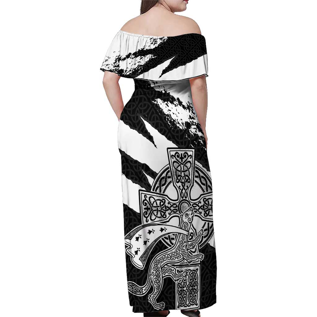 Brittany Celtic Cross Family Matching Off Shoulder Maxi Dress and Hawaiian Shirt Celtic Pattern - Wonder Print Shop
