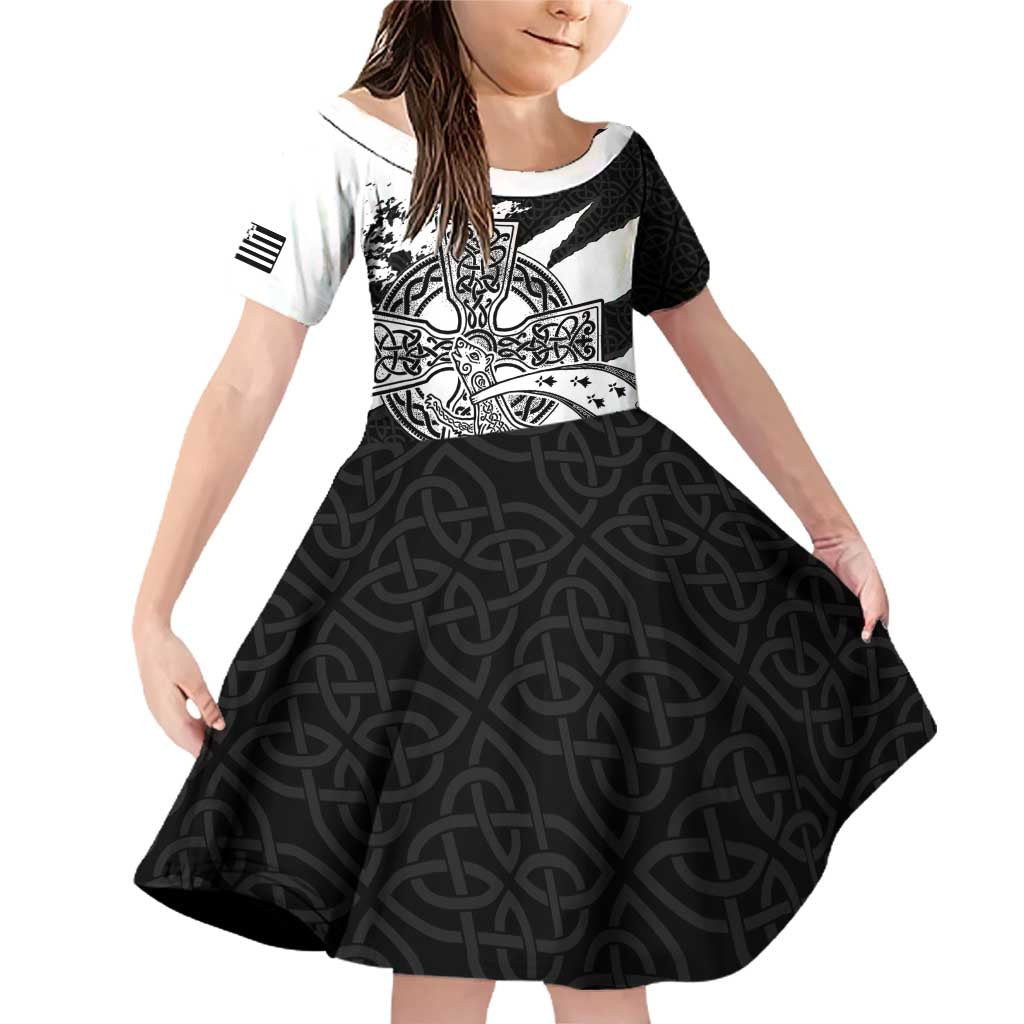 Brittany Celtic Cross Family Matching Off Shoulder Short Dress and Hawaiian Shirt Celtic Pattern - Wonder Print Shop