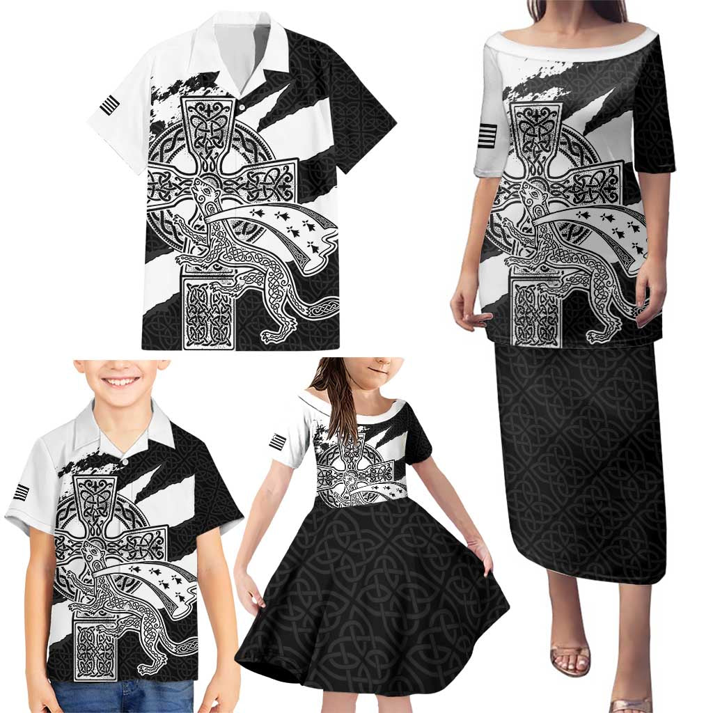 Brittany Celtic Cross Family Matching Puletasi and Hawaiian Shirt Celtic Pattern - Wonder Print Shop