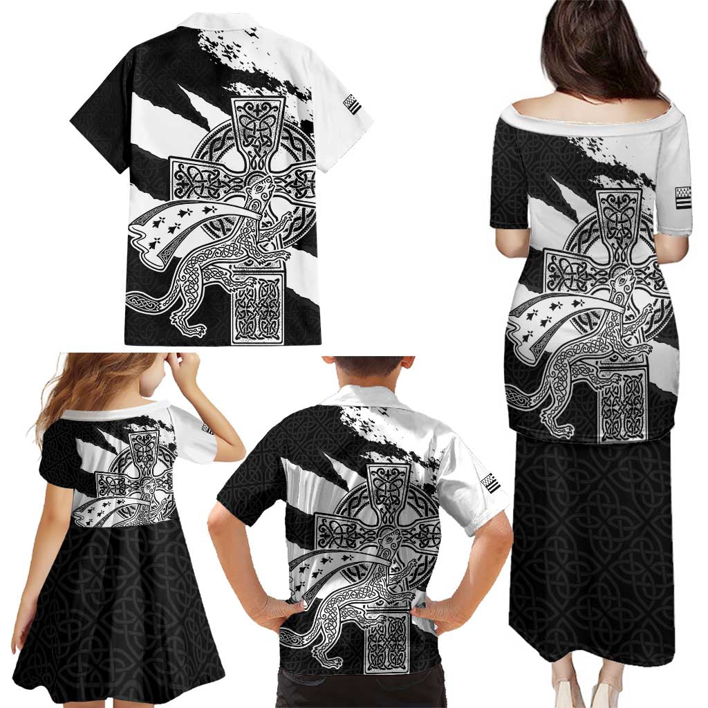 Brittany Celtic Cross Family Matching Puletasi and Hawaiian Shirt Celtic Pattern - Wonder Print Shop