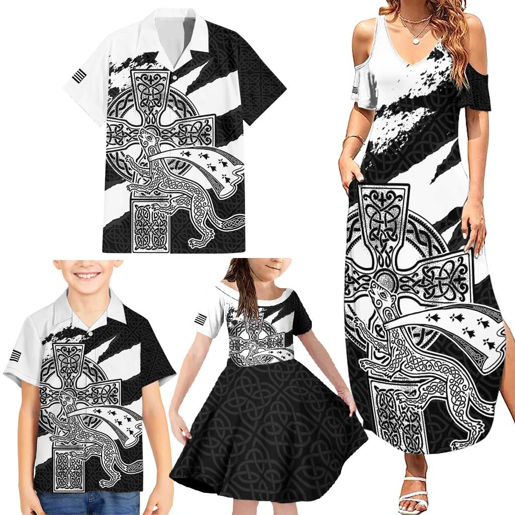 Brittany Celtic Cross Family Matching Summer Maxi Dress and Hawaiian Shirt Celtic Pattern - Wonder Print Shop