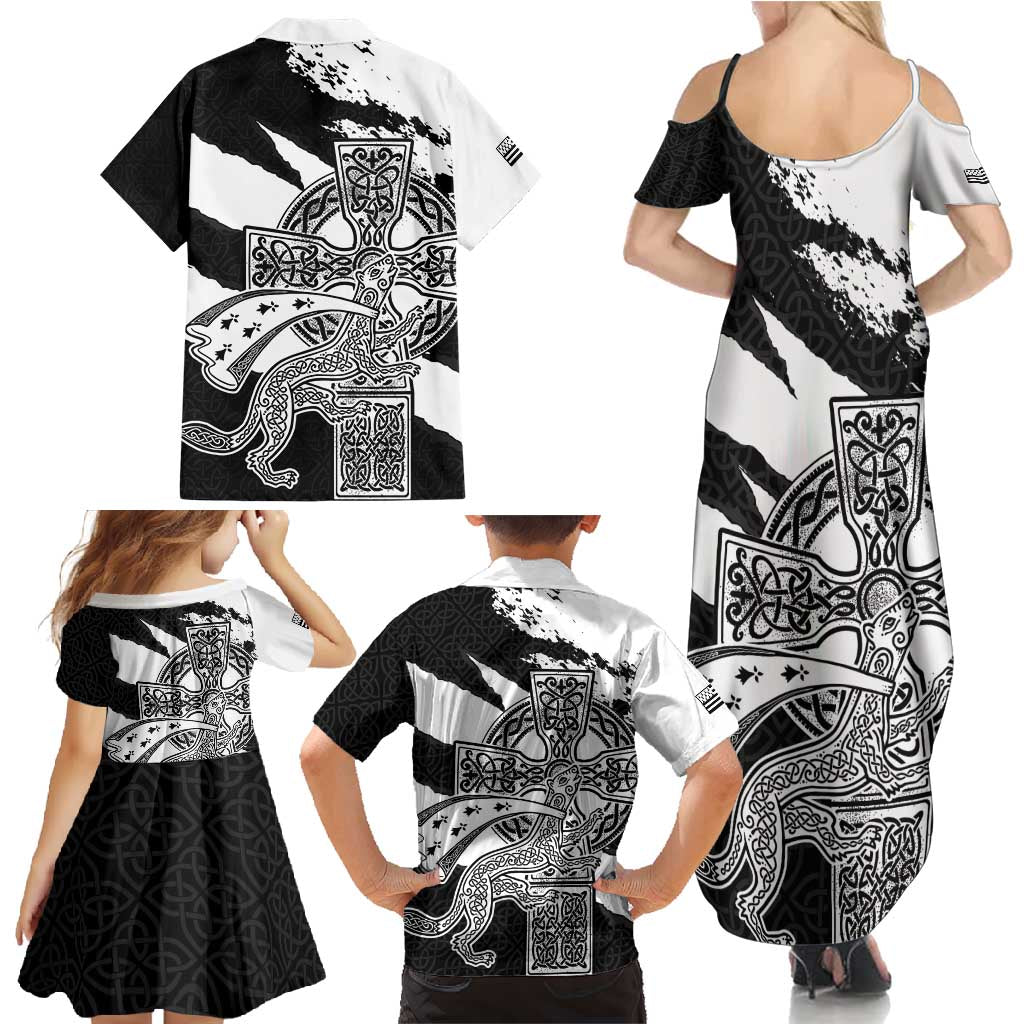 Brittany Celtic Cross Family Matching Summer Maxi Dress and Hawaiian Shirt Celtic Pattern - Wonder Print Shop