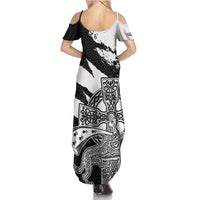 Brittany Celtic Cross Family Matching Summer Maxi Dress and Hawaiian Shirt Celtic Pattern - Wonder Print Shop