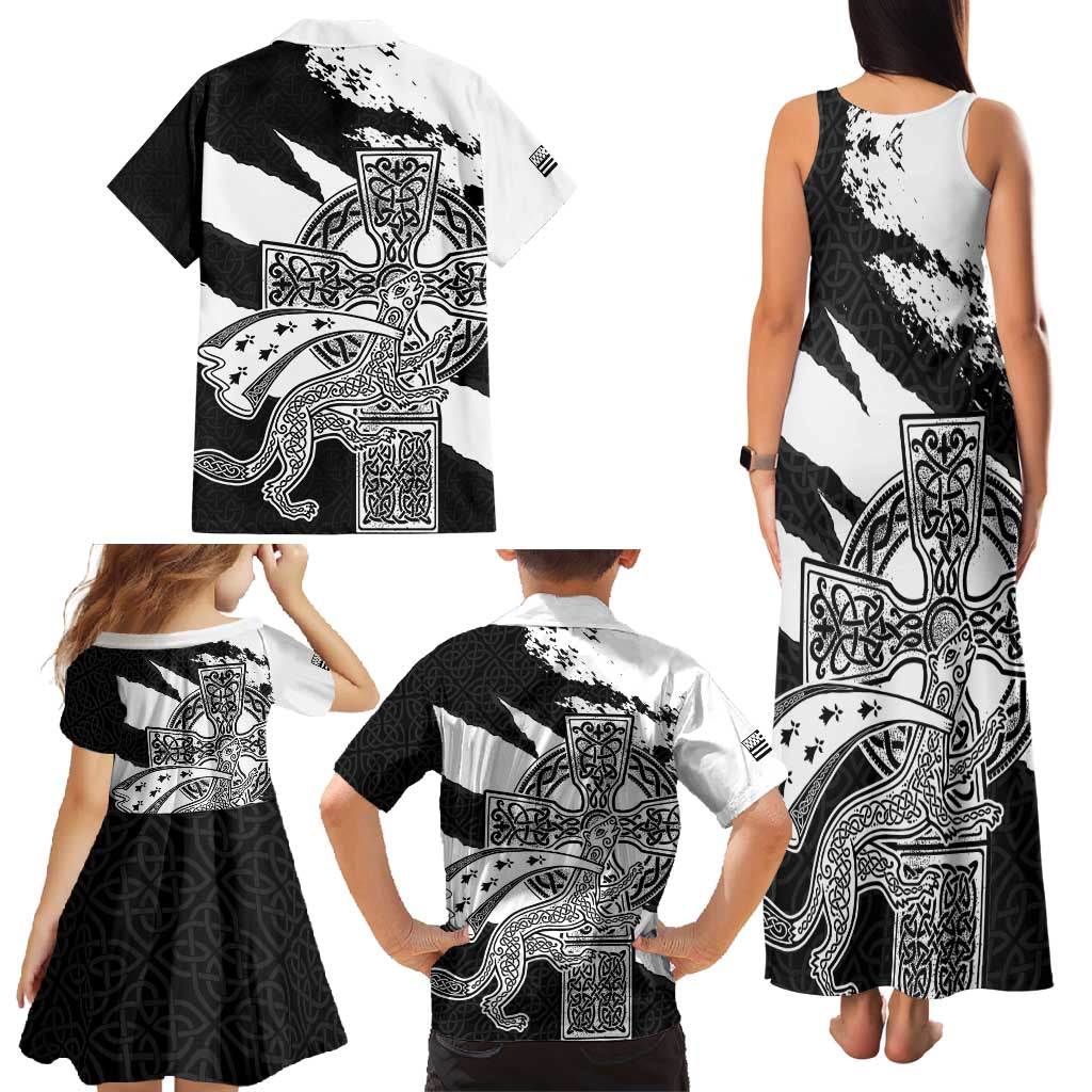 Brittany Celtic Cross Family Matching Tank Maxi Dress and Hawaiian Shirt Celtic Pattern - Wonder Print Shop