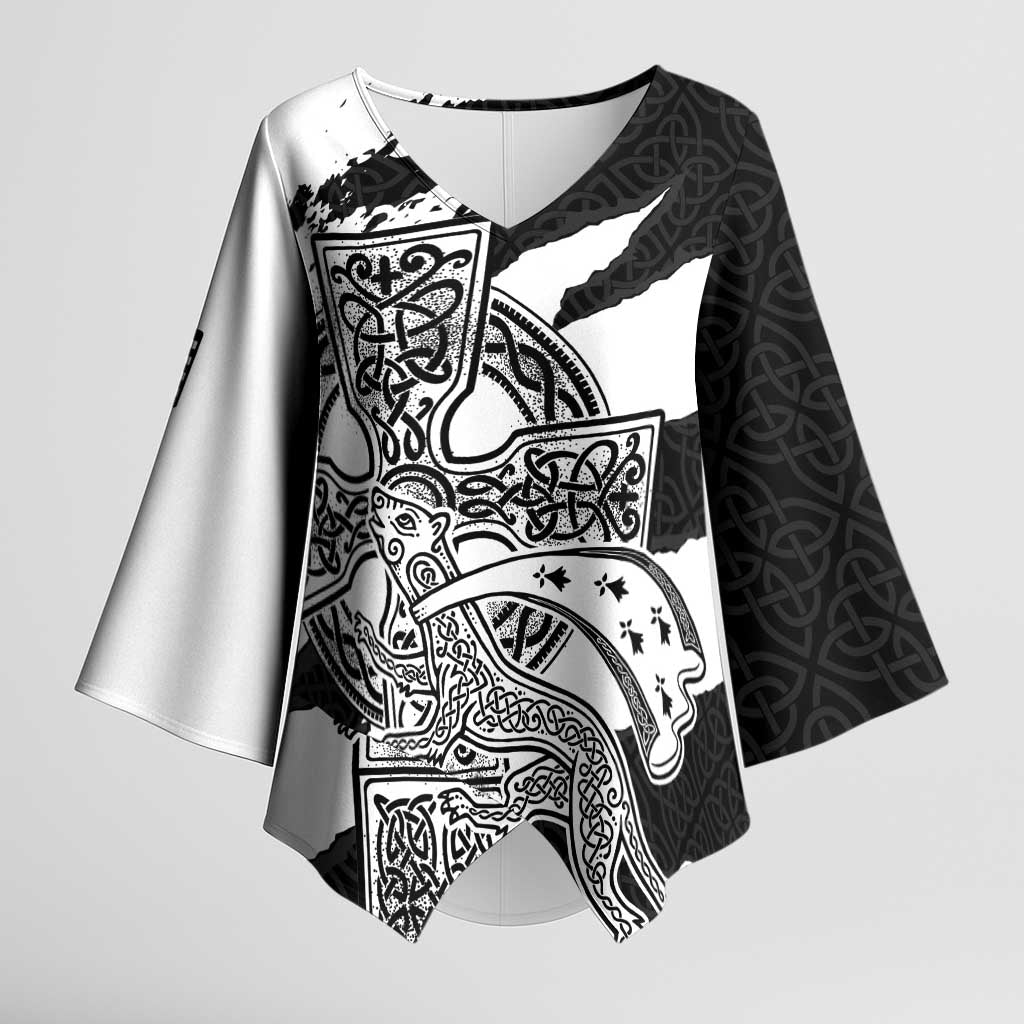 Brittany Celtic Cross Kimono Sleeve Blouse Celtic Pattern - Wonder Print Shop