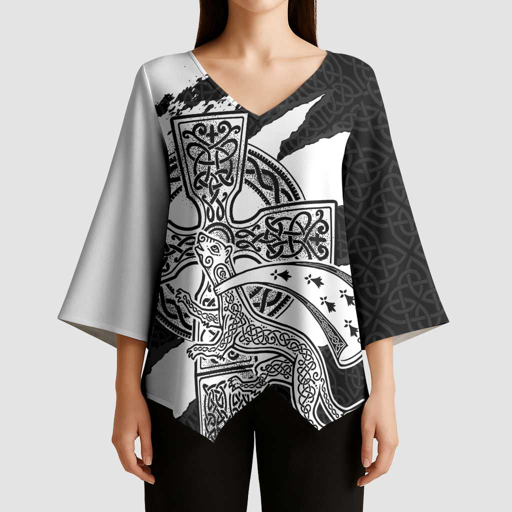 Brittany Celtic Cross Kimono Sleeve Blouse Celtic Pattern - Wonder Print Shop