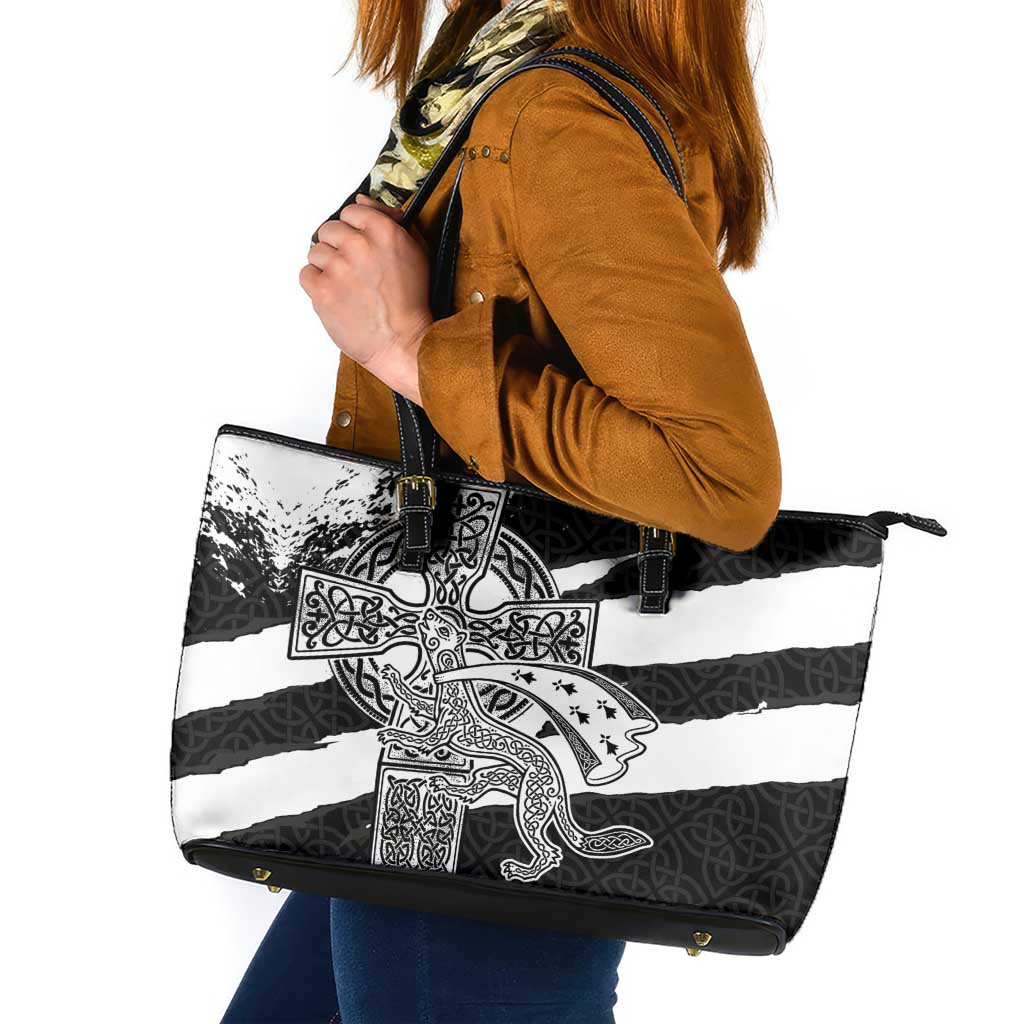 Brittany Celtic Cross Leather Tote Bag Celtic Pattern - Wonder Print Shop
