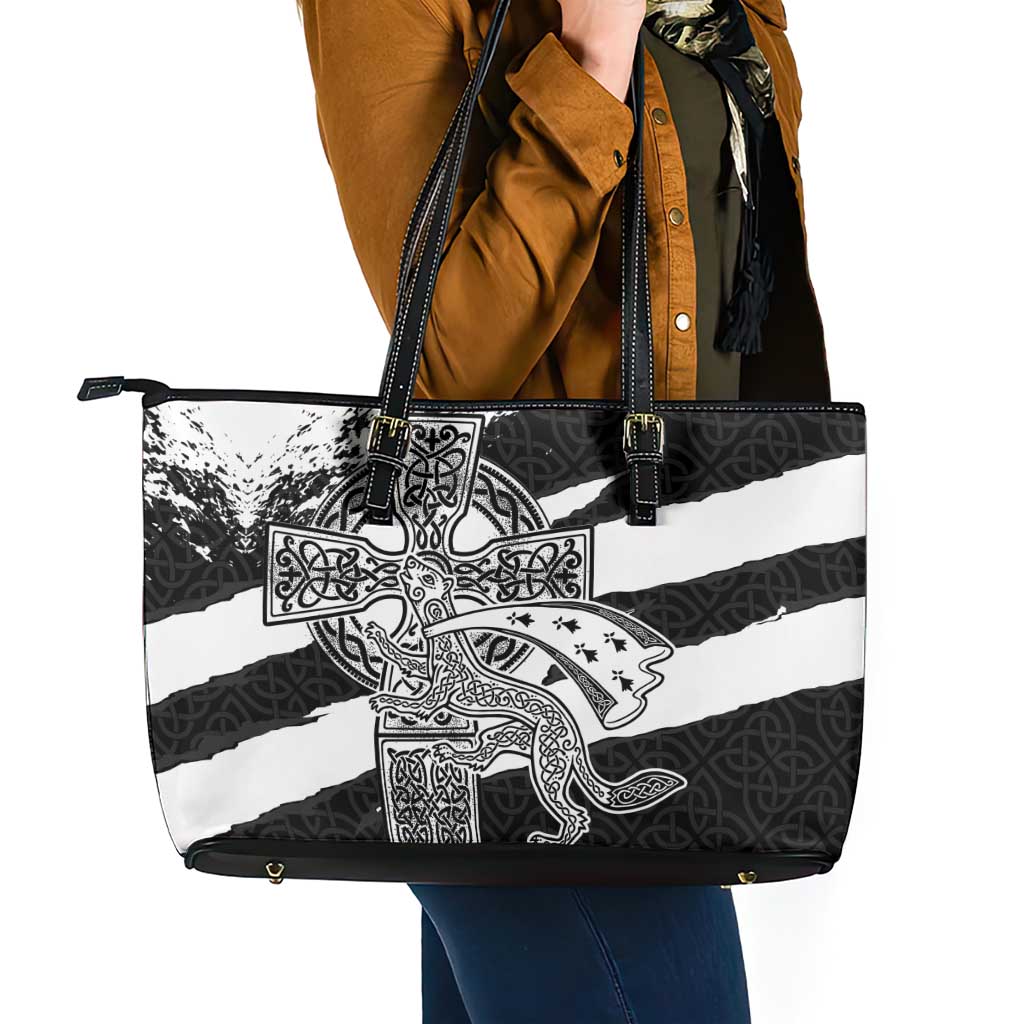 Brittany Celtic Cross Leather Tote Bag Celtic Pattern - Wonder Print Shop
