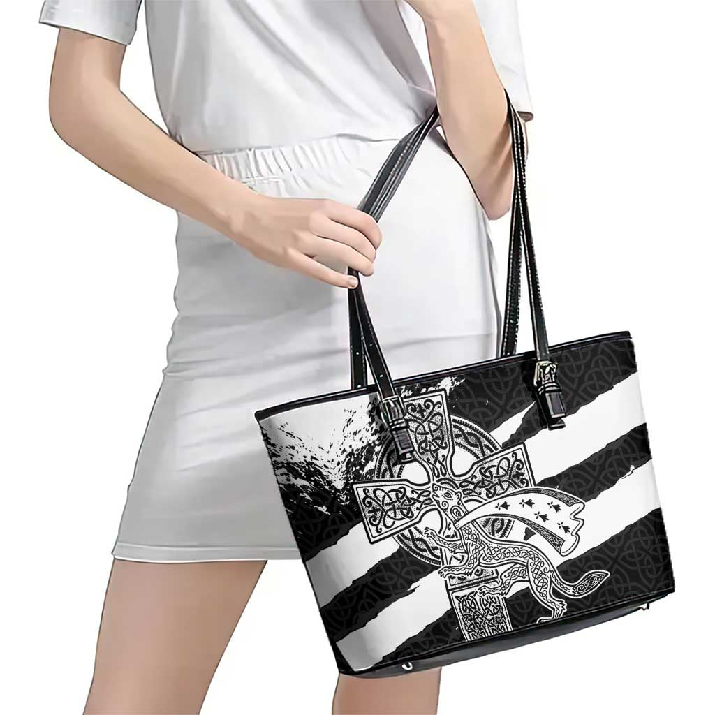 Brittany Celtic Cross Leather Tote Bag Celtic Pattern - Wonder Print Shop