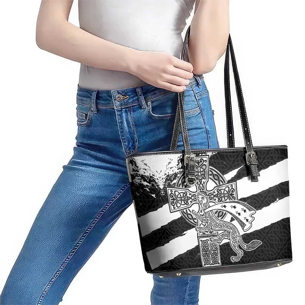Brittany Celtic Cross Leather Tote Bag Celtic Pattern - Wonder Print Shop