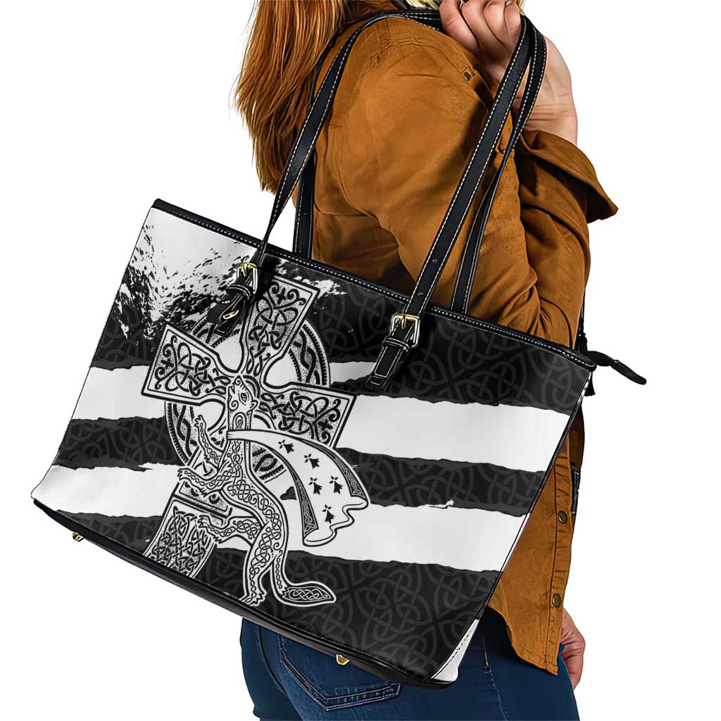 Brittany Celtic Cross Leather Tote Bag Celtic Pattern - Wonder Print Shop