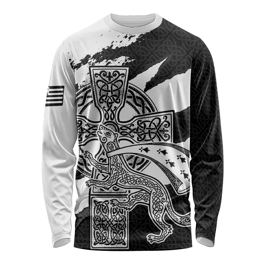 Brittany Celtic Cross Long Sleeve Shirt Celtic Pattern - Wonder Print Shop