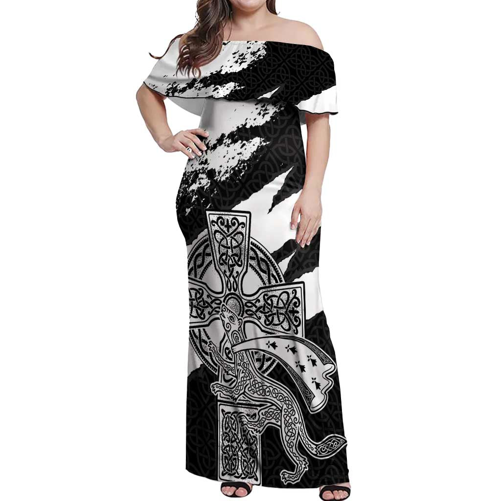 Brittany Celtic Cross Off Shoulder Maxi Dress Celtic Pattern - Wonder Print Shop