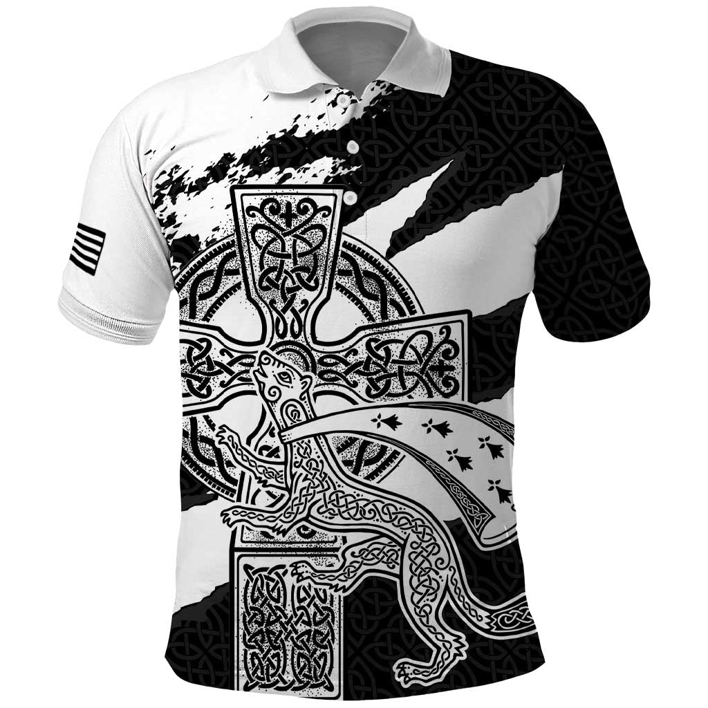 Brittany Celtic Cross Polo Shirt Celtic Pattern - Wonder Print Shop