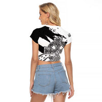 Brittany Celtic Cross Raglan Cropped T Shirt Celtic Pattern - Wonder Print Shop