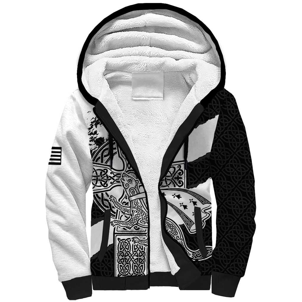 Brittany Celtic Cross Sherpa Hoodie Celtic Pattern - Wonder Print Shop