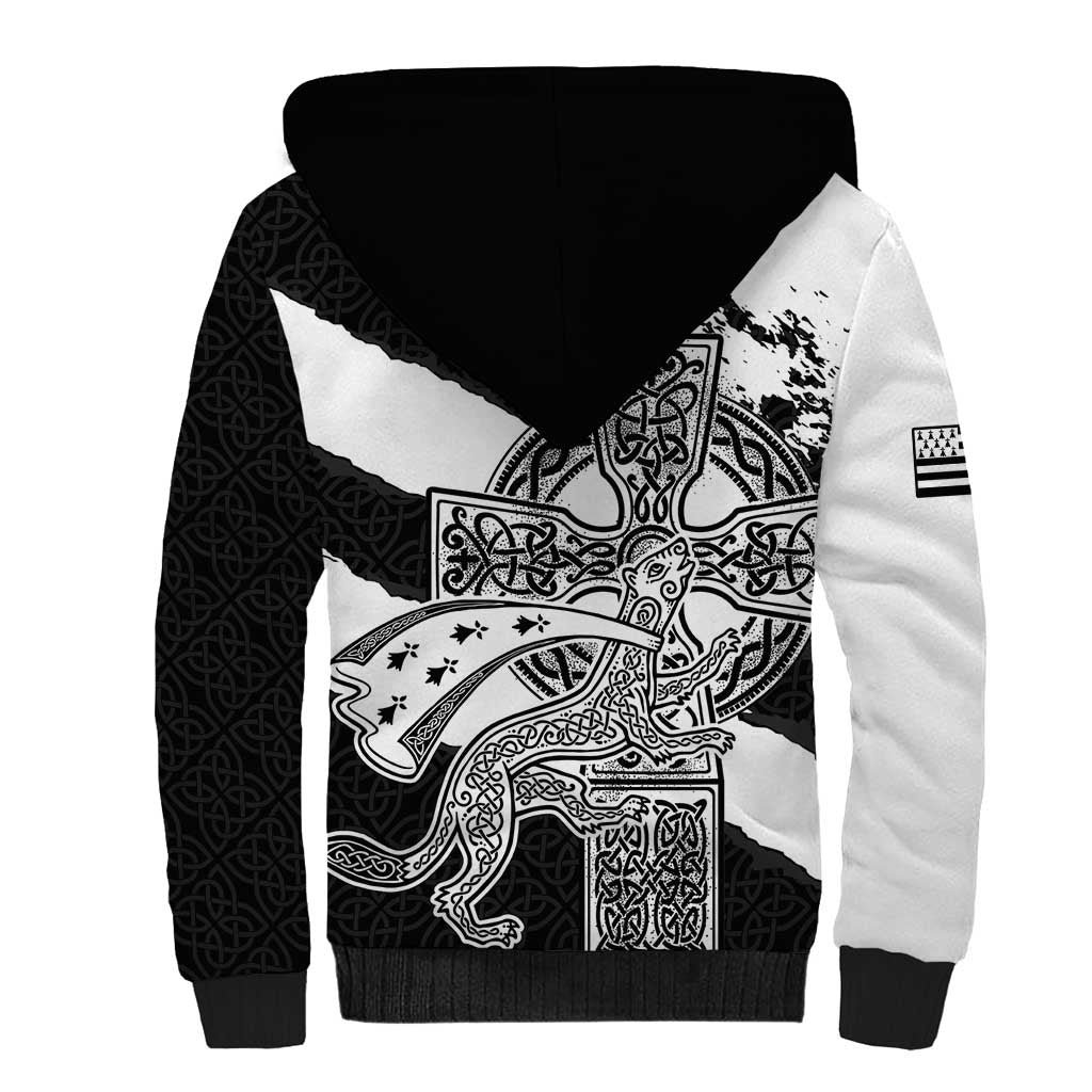 Brittany Celtic Cross Sherpa Hoodie Celtic Pattern - Wonder Print Shop