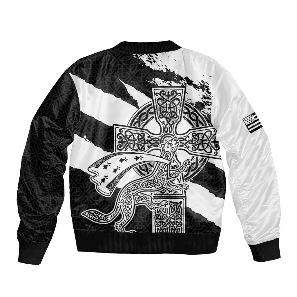 Brittany Celtic Cross Sleeve Zip Bomber Jacket Celtic Pattern - Wonder Print Shop