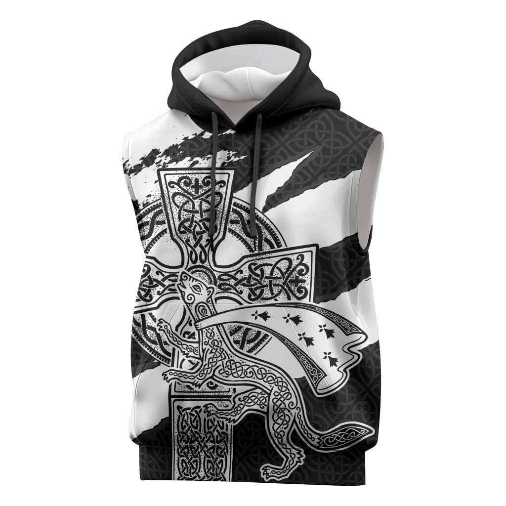 Brittany Celtic Cross Sleeveless Hoodie Celtic Pattern - Wonder Print Shop