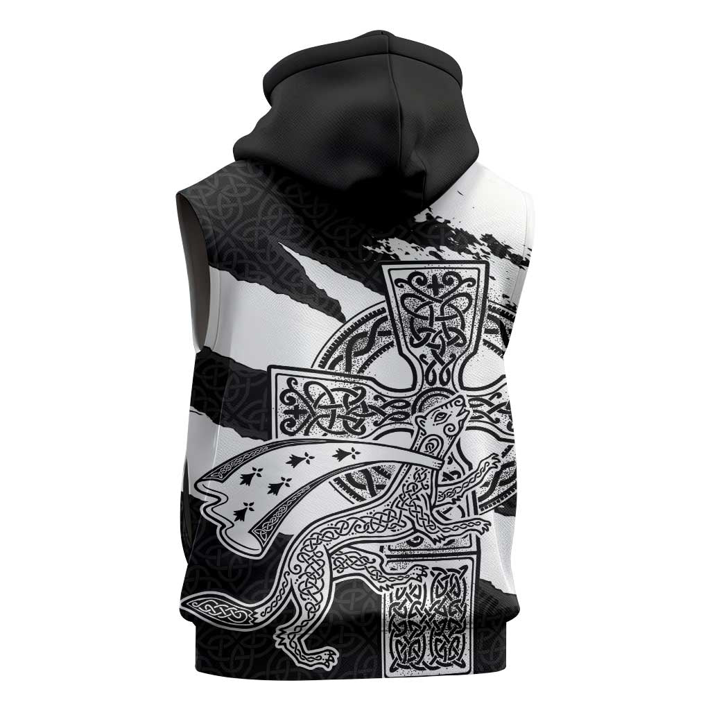 Brittany Celtic Cross Sleeveless Hoodie Celtic Pattern - Wonder Print Shop