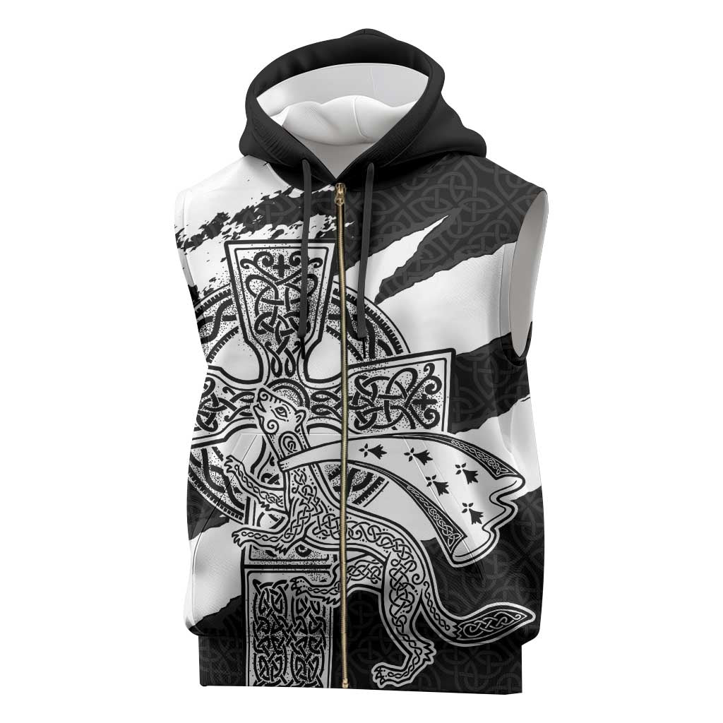 Brittany Celtic Cross Sleeveless Zip Hoodie Celtic Pattern - Wonder Print Shop