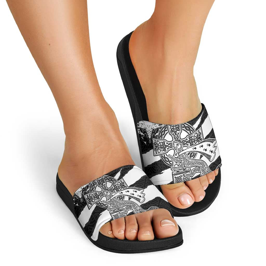 Brittany Celtic Cross Slide Sandals Celtic Pattern - Wonder Print Shop