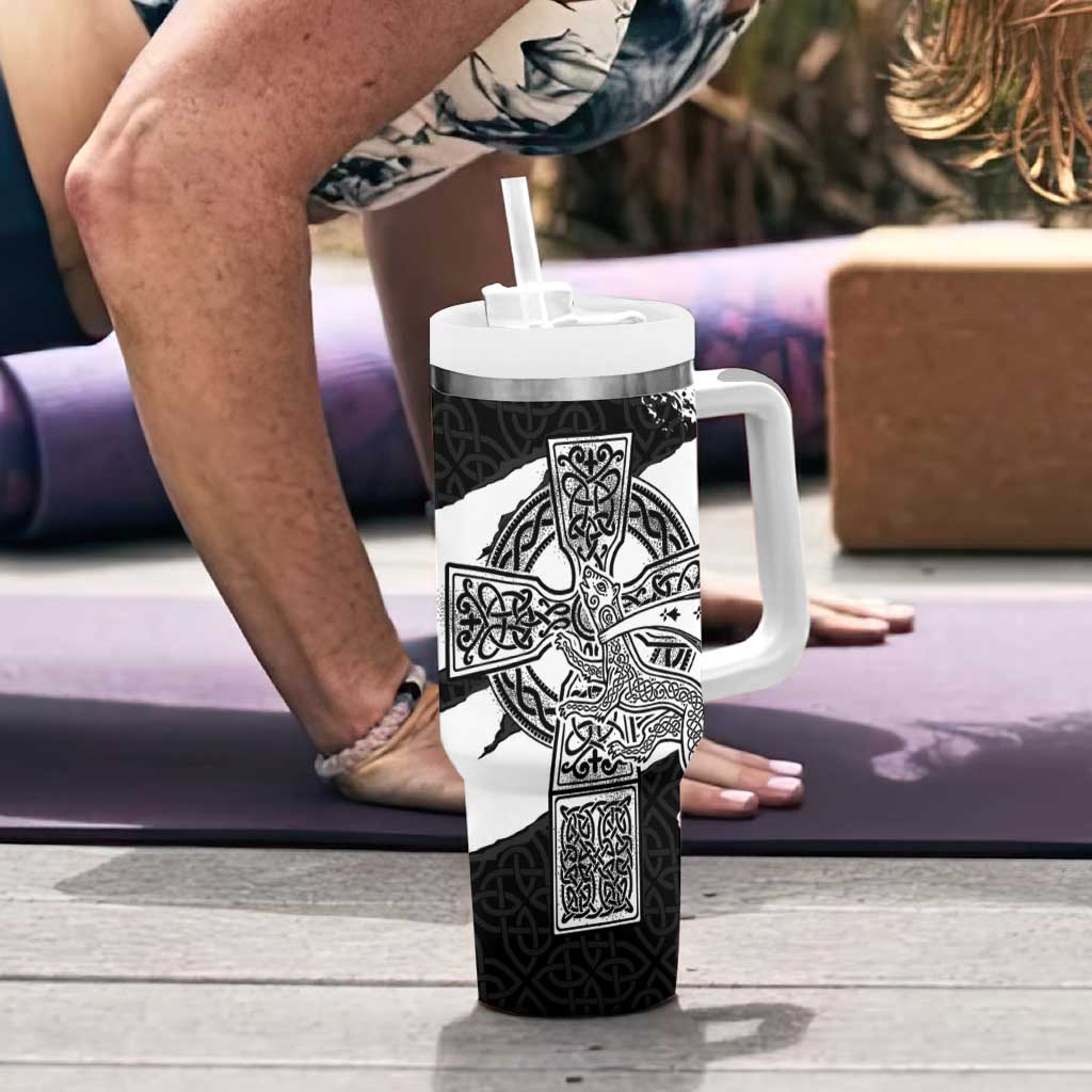 Brittany Celtic Cross Tumbler With Handle Celtic Pattern - Wonder Print Shop