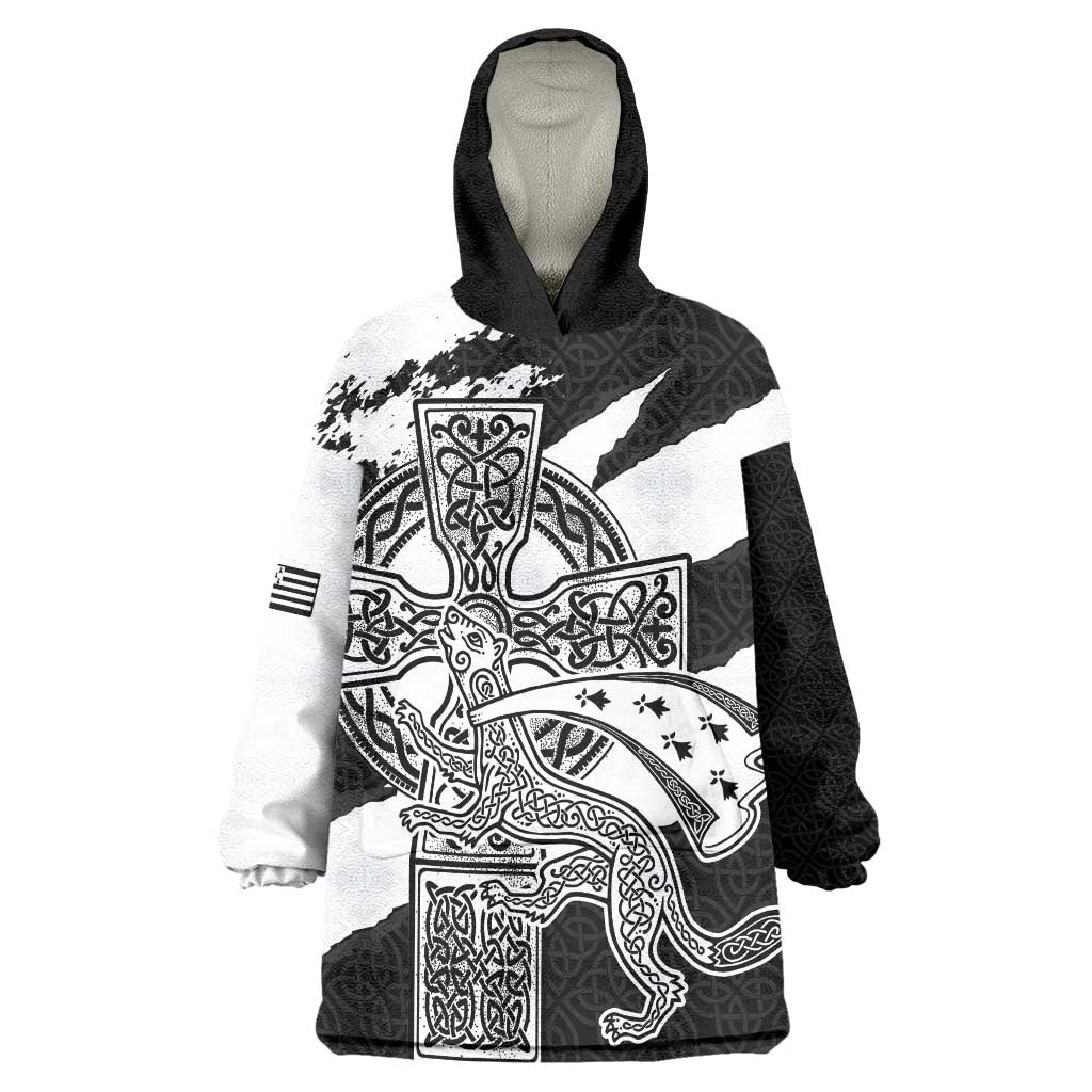 Brittany Celtic Cross Wearable Blanket Hoodie Celtic Pattern - Wonder Print Shop