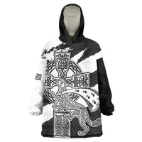Brittany Celtic Cross Wearable Blanket Hoodie Celtic Pattern - Wonder Print Shop