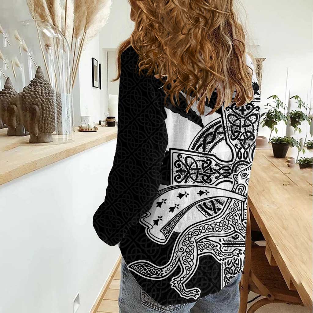 Brittany Celtic Cross Women Casual Shirt Celtic Pattern - Wonder Print Shop